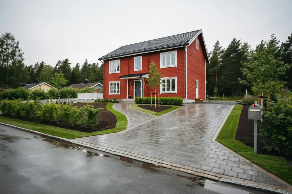 platts ttning av uppfart och entr g ng i m rsta rosersberg